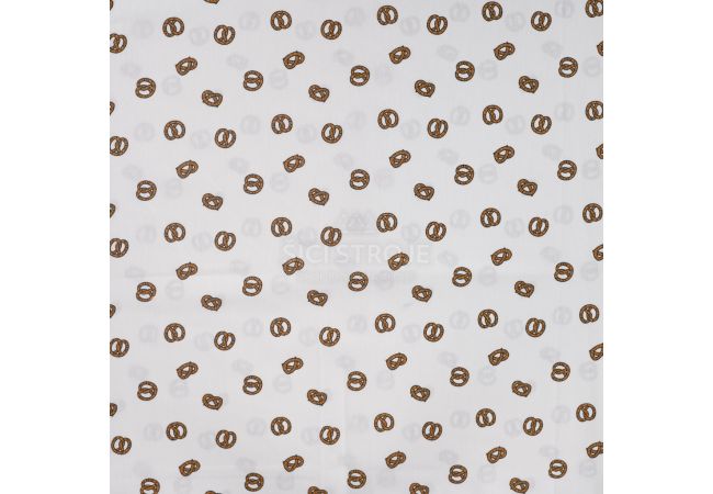 Cotton Poplin Print - Pretzels, Ecru