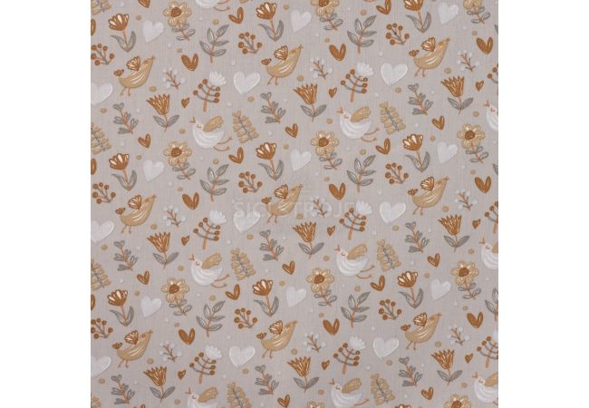 Cotton Poplin Print - Birds, Sand