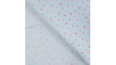 Cotton Poplin Print - Little Hearts, Baby Blue
