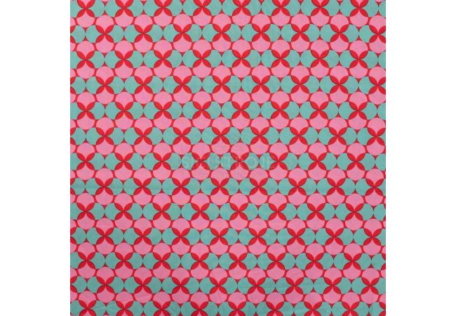 Cotton Poplin Print - Retro, Fuchsia