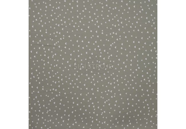 Cotton Poplin Print - Mini Heart, Khaki