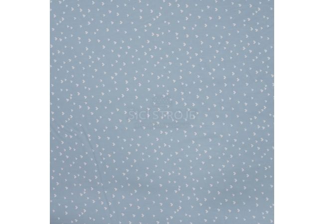 Cotton Poplin Print - Mini Heart, Dusty Blue