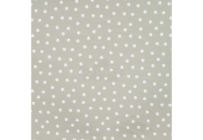 Cotton Poplin Print - Mini Paws, Khaki