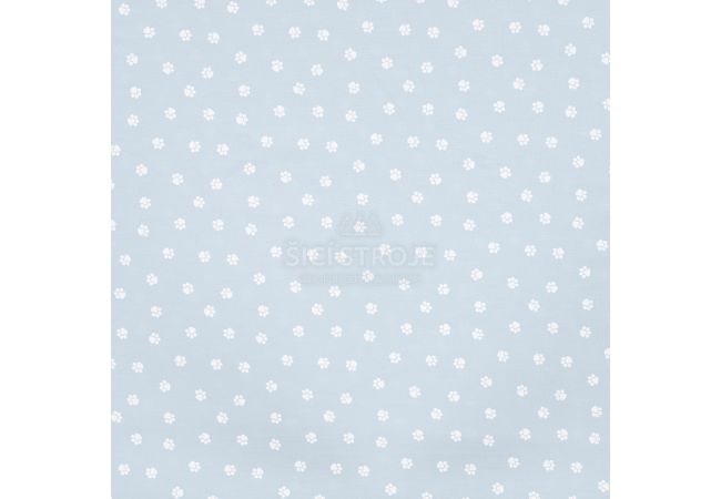 Cotton Poplin Print - Mini Paws, Dusty Blue