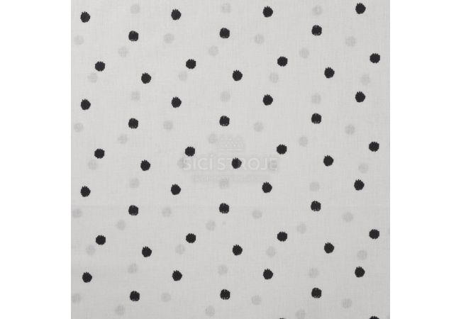 Cotton Poplin Print - Dots, Black Off White