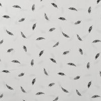 Cotton Poplin Print - Feathers, Black Off White