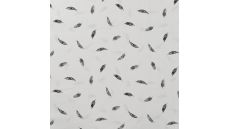Cotton Poplin Print - Feathers, Black Off White