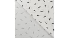 Cotton Poplin Print - Feathers, Black Off White