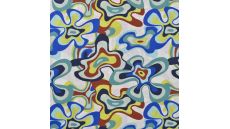 Cotton Poplin Print - Blurry, Denim