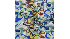 Cotton Poplin Print - Blurry, Denim