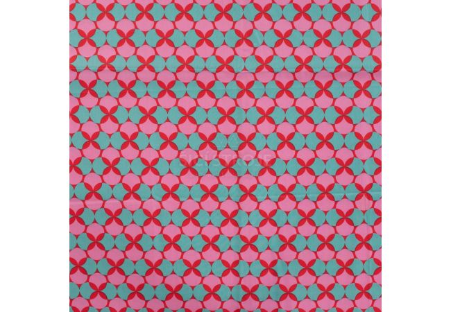 Cotton Poplin Print&Coated - Retro, Fuchsia