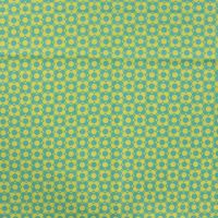 Cotton Poplin Print&Coated - Retro Abstract Flowers, Emerald