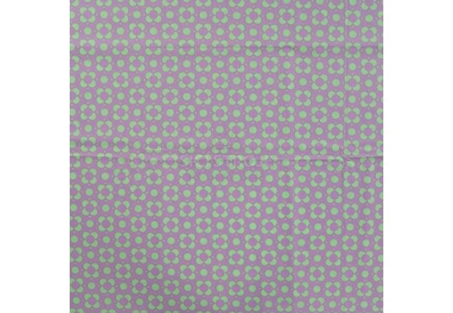 Cotton Poplin Print&Coated - Retro Abstract Flowers, Violet