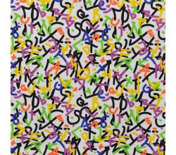 French Terry Print - Rainbow Alphabet