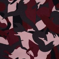 French Terry Brushed Print - Swipes, Mauve Dark Red