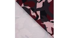 French Terry Brushed Print - Swipes, Mauve Dark Red