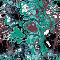 French Terry Brushed Print - Oil Print, Fungus Green