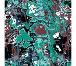 French Terry Brushed Print - Oil Print, Fungus Green