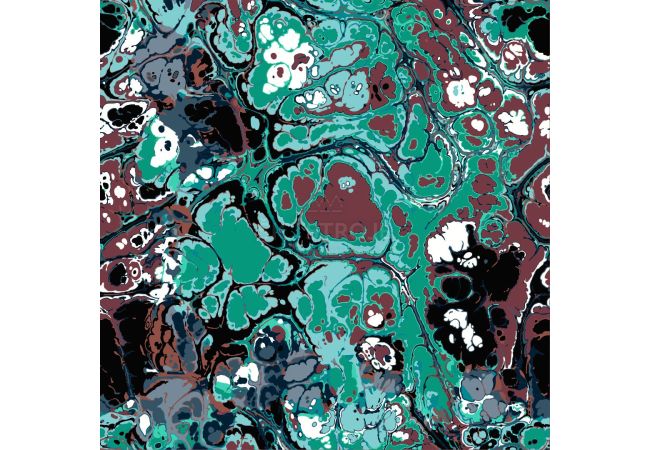 French Terry Brushed Print - Oil Print, Fungus Green