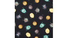 French Terry Print - Funny Monsters, Black