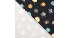 French Terry Print - Funny Monsters, Black