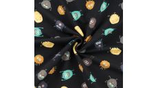 French Terry Print - Funny Monsters, Black