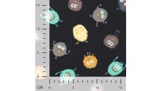 French Terry Print - Funny Monsters, Black