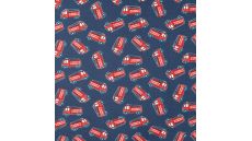 French Terry Print - Fire Trucks, Denim
