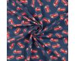 French Terry Print - Fire Trucks, Denim