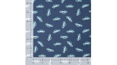 French Terry Print - Police Cars, Denim