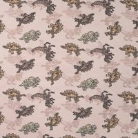 French Terry Print - Robot Dinos, Sand