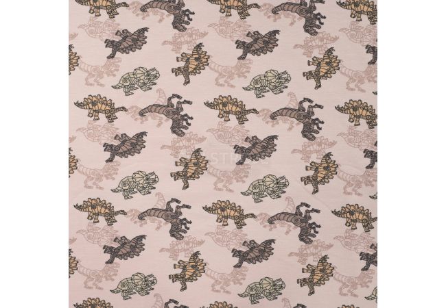 French Terry Print - Robot Dinos, Sand