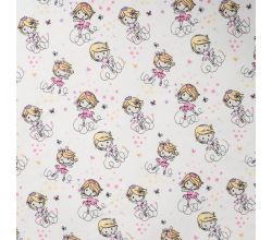 French Terry Print - Princess, Ecru