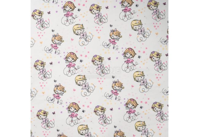 French Terry Print - Princess, Ecru