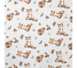 French Terry Print - Foxes, Off White
