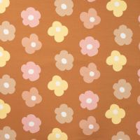 French Terry Print - Flowers, Caramel