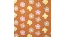 French Terry Print - Flowers, Caramel