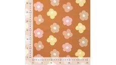 French Terry Print - Flowers, Caramel