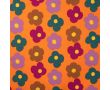 French Terry Brushed Print - Big Flowers, Orange