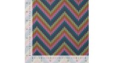 French Terry Brushed Print - Zig Zag Knit, Light Petrol