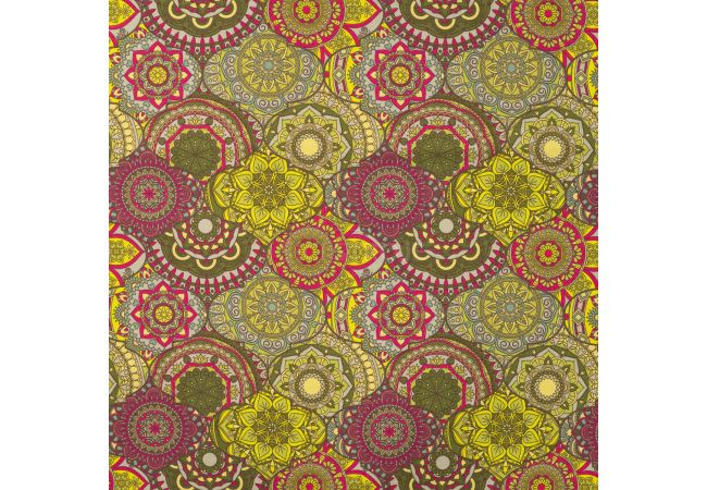 French Terry Brushed Print - Mandala Orient, Khaki