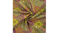 French Terry Brushed Print - Mandala Orient, Khaki