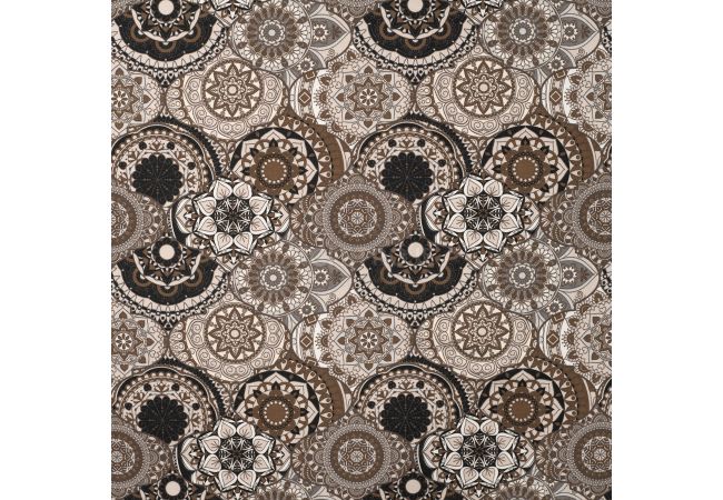 French Terry Brushed Print - Mandala Orient, Sand