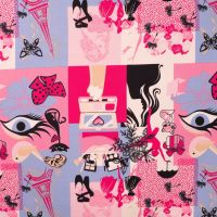 French Terry Print Brushed - Paris, Fuchsia