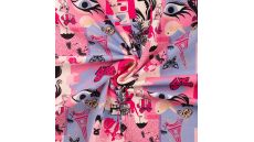 French Terry Print Brushed - Paris, Fuchsia