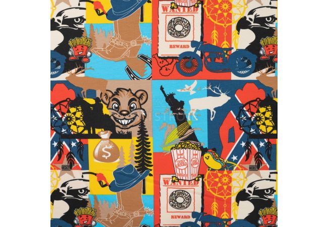 French Terry Print Brushed - USA, Denim