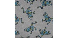 French Terry Digital Print - Frogs, Light Grey Melange