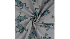 French Terry Digital Print - Frogs, Light Grey Melange