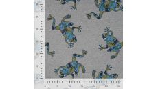 French Terry Digital Print - Frogs, Light Grey Melange