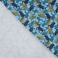 French Terry Print - Frogs, Denim